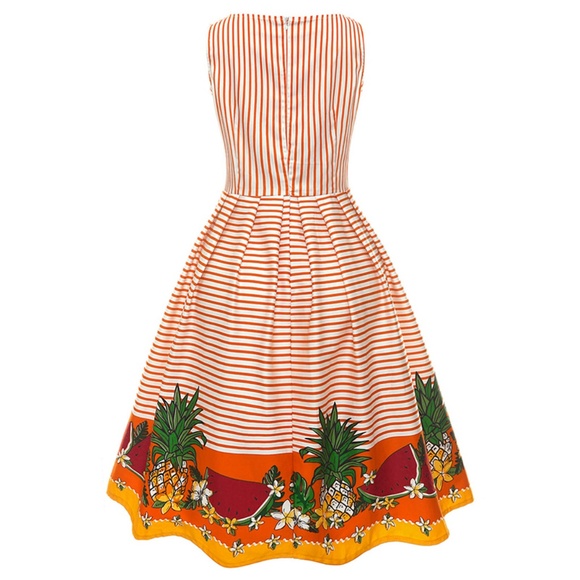 Plus Size Pineapple Watermelon Fit & Flare Dress - Picture 6 of 7